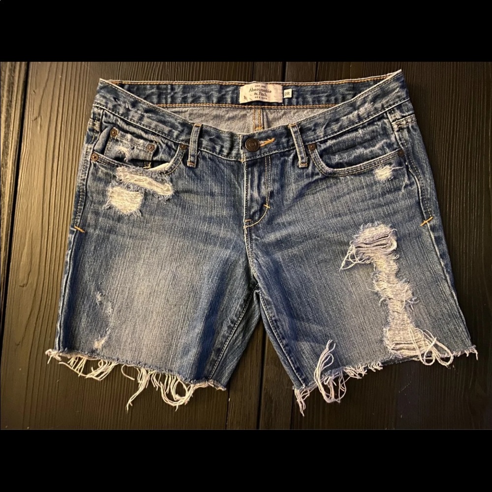 Abercrombie distressed denim shorts